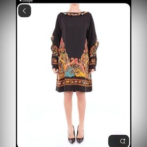 ETRO Black bohemian Silk dress with fringe and ruffles size 38IT NEW